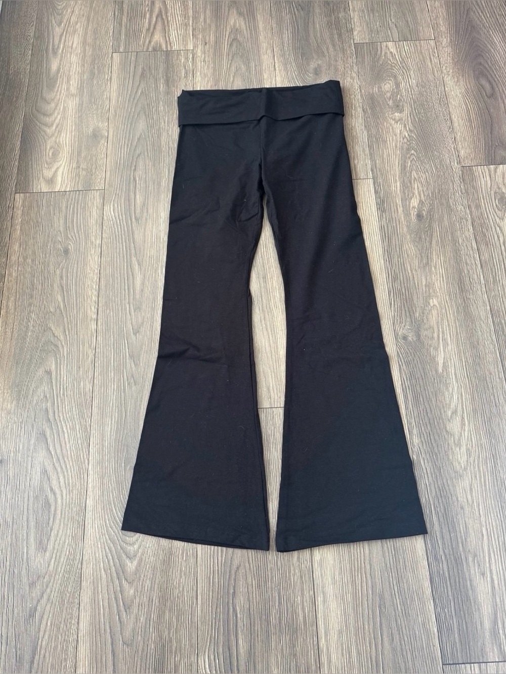 VS PINK Black Flare Foldover Yoga Pants